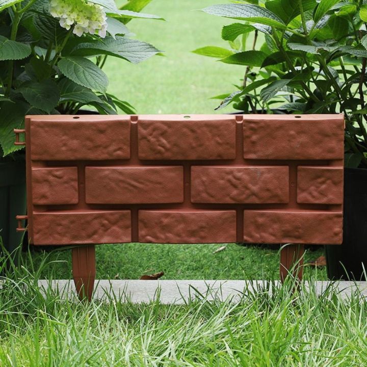 /4Pcs%20Flower%20Bed%20Border%20Plastic%20Garden%20Fence%20Brick%20Brown%20Mini%20Wooden%20Fence%20DIY%20Serviceable%20Lawn%20Fence%20Yard%20-%20Image%205