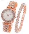 A07241 Fashion Trend Business Versatile Luxury Diamond Stars Elegant Quartz Watch Set with Diamond Hand.