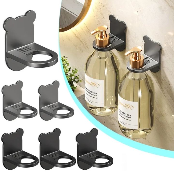 Durable Kitchen Wall Hanger Shampoo Holder Soap Bottle Rack Punch Free Hand Soap Dispenser Shelf Shower Gel Hook Bathroom Storage Artifact