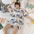 Style Pajamas Women's Summer Short Sleeve Shorts Two Piece Suit Thin Student Spring Summer Net Red Home Clothes. 