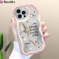 Jizetin for iPhone 12 Pro Max Back Cover Cartoon Golden Butterfly Cream Texture Wavy Edge Soft Silicone Phone Case.