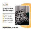 Silver Sparkle Cushion Cover, Silver & Black, (14"x14") Only Cover.