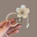 Camellia Tassel Hair Clip Pearl Ponytail Clip Fixed Hair Claw Barrettes Hairpin NOVO. 