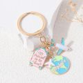 Cute Plane Earth Explore Keychains Luggage Box Key Rings For Women Men Adventurer Bast Friendship Gift Handmade DIY Jewlery. 