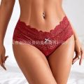 Sexy Mid-Waist High-End Lace Women's Briefs T-Back Boxer T-Shaped Panties plus Size. 