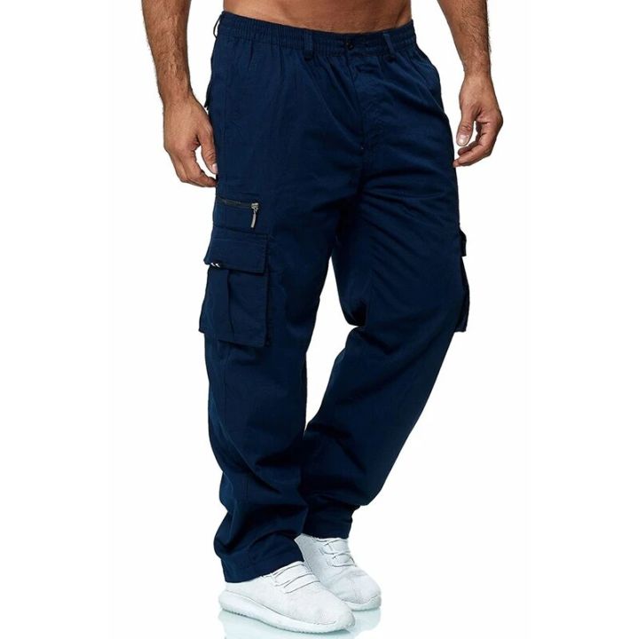 New%20Men%20Cargo%20Pants%20Summer%20Button%20Zipper%20Stretch%20Waist%20Loose%20Trousers%20Casual%20Multi-Pocket%20Straight%20Pants%20Sports%20Outdoor%20Wearing%20-%20Image%204