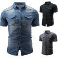 Men`s Cotton Casual Half Sleeve Shirt - Denim Shirt For Men. 