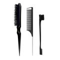 3Pcs Slick Back Hair Brush Set with 1 Pcs Edge Brush 1 Pcs Bristle Hair Brush 1 Pcs Rat Tail Comb Teasing Brush Set. 
