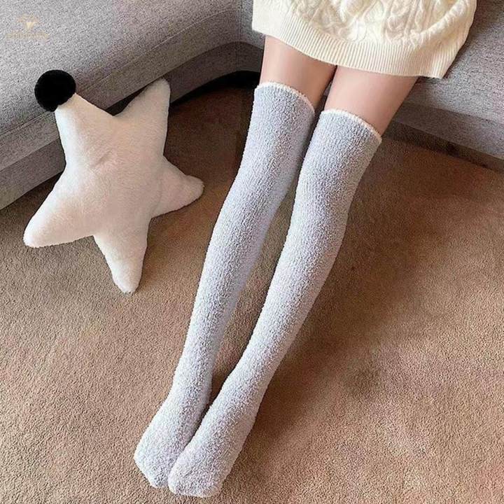 Women%20Knee%20High%20Socks%20over%20Knee%20Thigh%20High%20Socks%20for%20Home%20Living%20Room%20Black%20-%20Image%207