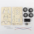Diy Electric Wood Racing Car Assembled Puzzles Scientific Experiment Educational Mini Model Early Learning Toy For Children Kids. 