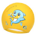 Four-sided high-grade children's PU coating cartoon swimming cap children's swimming cap waterproof ear protector PU cap dolphin pattern batch. 