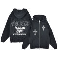 Y2K Zip Up Hoodie for Men Cross Print Loose Long Sleeve Pullover Women Retro Harajuku Sweatshirts Oversized Goth Hip Hop Jacket. 