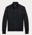 Ralph Lauren Cable-Knit Cotton Full Zipper Sweater โ Black.