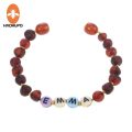 HAOHUPO Custom Name Amber Jewelry Baltic Amber Teething Bracelet Anklet with BABY'S NAME Unique Children Natural Jewelry Gift.