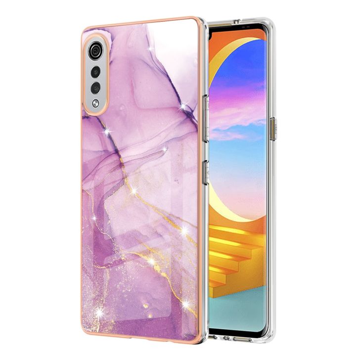 Casing%20for%20LG%20Velvet%205G%20Ultra-Thin%20Marble%20Pattern%20Hybrid%20Hard%20Back%20Soft%20TPU%20Bumper%20Protective%20Case%20Cover%20-%20Image%204