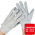 Wholesale short welder hand full leather two-layer cowhide three-rib welding gloves working wear-resistant anti-slip labor protection welder gloves.