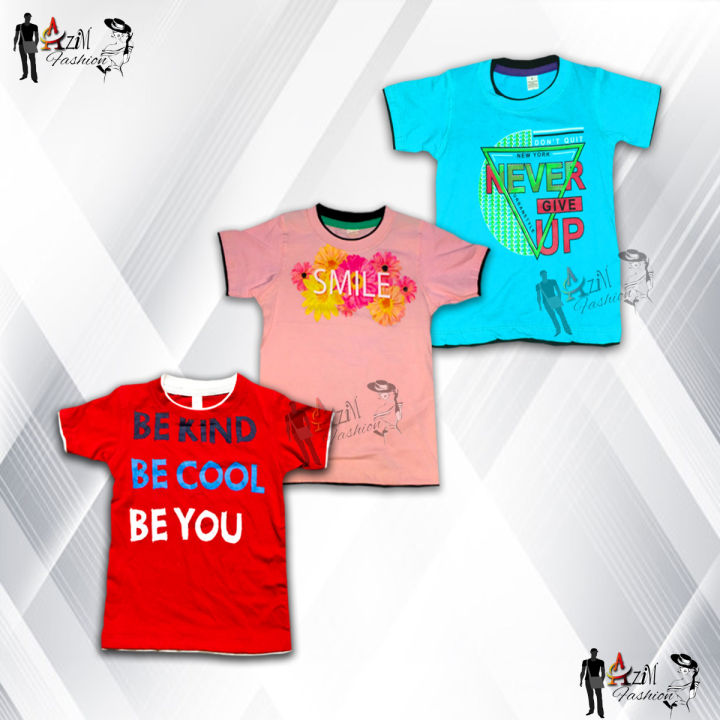 3 Pieces One Color Printed T-Shirts for boys By Any Color