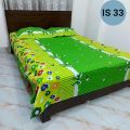Double (King) Size Bedsheet Cotton Blend Fabric grey Multicolor Print with two Pillow Covers IS 33.