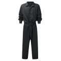 Lounge Jumpsuits Men Mens Spring And Autumn Fashion Leisure Solid Color Lapel Pocket Buckle Overalls Jumpsuit Sweat Set.
