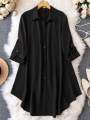 Ladies Western Fashion Black color Long Shirt Kapor cherry georgette style Kurti tops dress for Girls/women. 