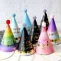 1pcs birthday hats kids boy girl black birthday party decorations happy birthday paper hat prince princess crown. 