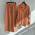 Premium Quality - Women Linen Cotton Two Piece Set Shirt and Pant Plus Size Shirt High Waist Pant - Couture - High-end - Durablity Assurance.
