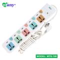 Multiplug Many Business Class 5 Gang Socket Model MTS-158=2Pin Plug / 3 Miter Wire - multi plug. 