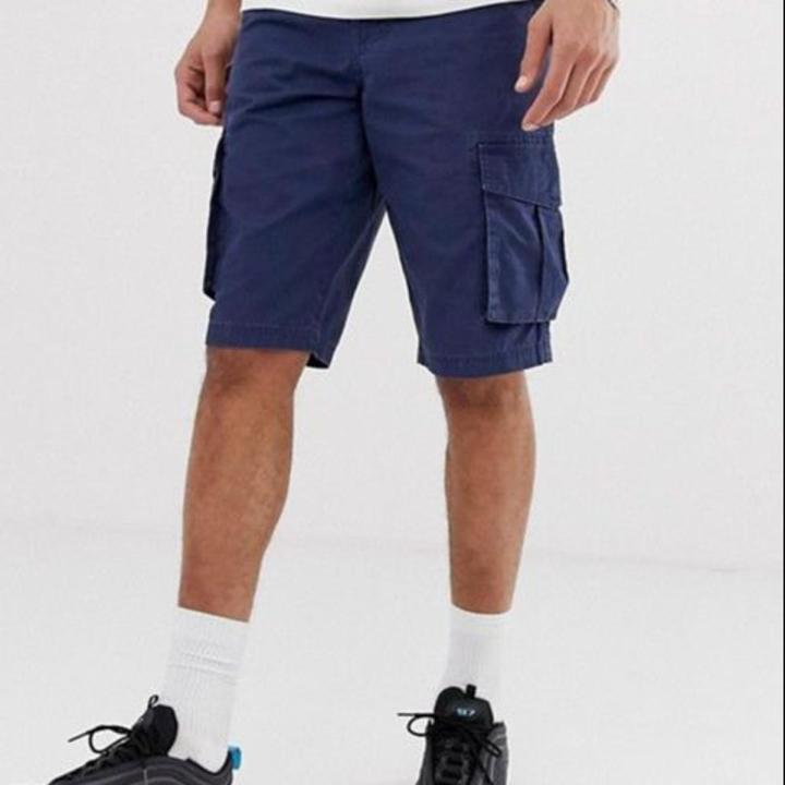 Navy Blue Cargo Short Pant For Men