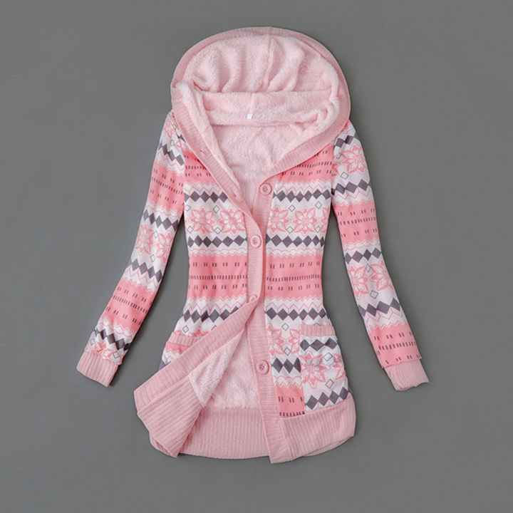 Women%20Cardigan%20Hooded%20Buttons%20Closure%20Hooded%20Plush%20Lining%20Sweater%20Cardigan%20-%20Image%205