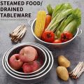 New 304 Stainless Steel Large Rice Washing Bowl 16.5-31.5cm Storage Baskets Fruit Vegetable Washing Basket Silver Food Strainers Set Hotel. 