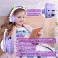 Foldable Wireless Headphones over Ear Headphone Cat Ears Game Headset for Phone with LED Light. 