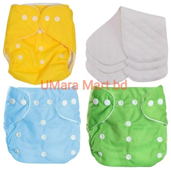 Washable Reusable Cloth Baby Diaper (Combo with 1 pad 3 Layer)
