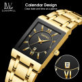 LouisWill Men's Watch Fashion Watch Square Watch With Calendar Nightlight 30M Waterproof Watch Steel Band Watch Quartz Watch Men Wrist Watch Casual Fashion Watch Business Wristwatches. 