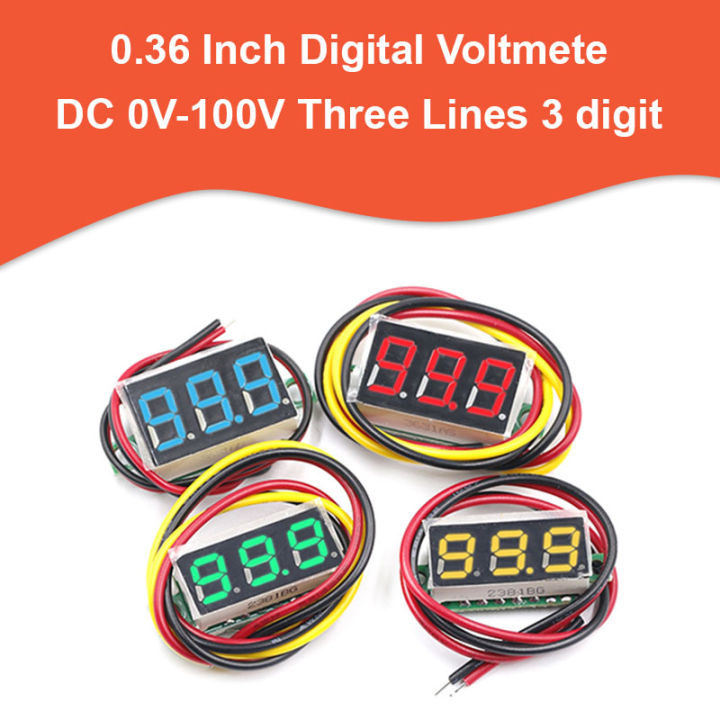 LED Display Mini 0.36 Inch Digital Voltmeter DC 0V-100V Three Lines 3 digit Voltage Panel