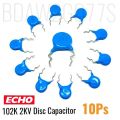 10pcs- 102K 2KV High Voltage Disc Ceramic Capacitor Through Hole. 