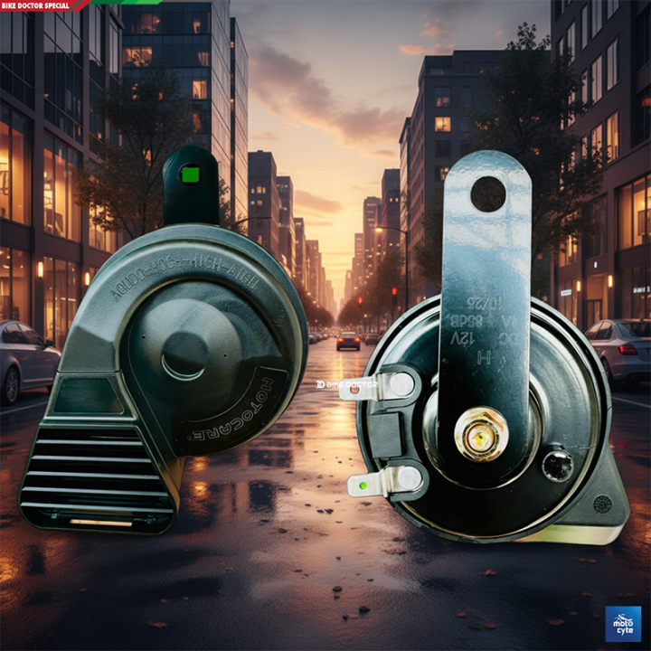 Motocare%20H2%20Premium%20Dual%20Tone%20Snail%20Horn%2012V%20Universal%20High%20Low%20Horn%20Set%2080mm%20105%20to%20118dB%201%20Pair%20Water%20Resistant%20-%20Image%203