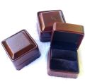 Dark Brown Wooden Jewelry Box with Artificial Leather Lacquer Finish.