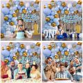 Light Blue Birthday Combo Pack - Including Card Banner, Backdrop Curtains, Metallic Balloons, and Deco Kit - Full Package (65 Pcs).