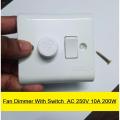 Fan Dimmer With Switch AC 250V 10A 200W Heavy Duty Brass Contact Wall Mount Switch Box IPS Loading For Electrical Devices LED Light Dimmer Fan Regulator.