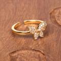 Trendy Butterfly Open Cuff Ring for Girls - Zircon Butterfly Finger Rings for Women. 