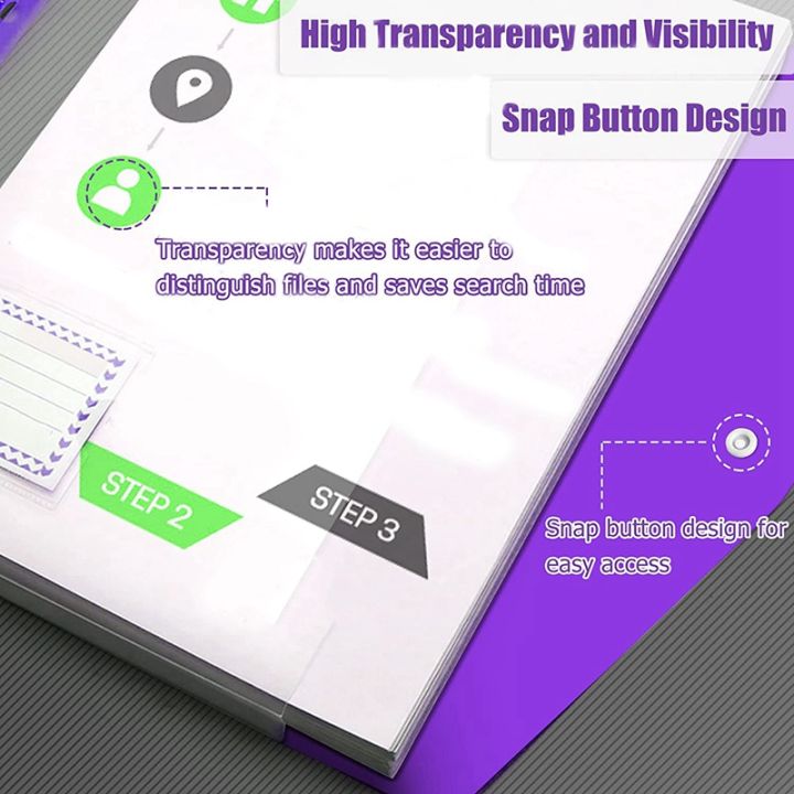 XHHDQES%2012%20Pcs%20A4%20Binder%20Pocket%20Expandable%20Envelopes%20Clear%20Plastic%20Envelopes%20for%20Ring%20Binder%20Folder,%20Snap%20Button%20-%20Image%206
