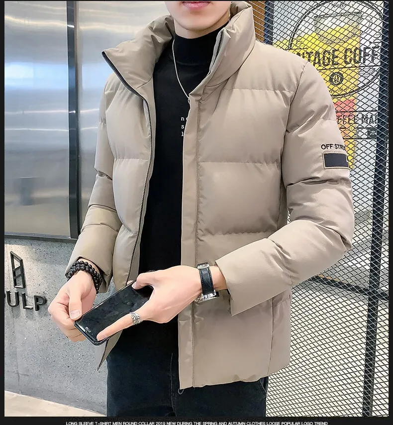 Brand Fashion Men Winter Jacket Stand Collar Male Warm Cotton