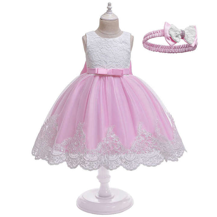 New%20Girl's%20Long%20Bow%20Lace%20for%20Big%20Evening%20Kids%20Dress%20-%20Image%202
