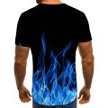 flame men's T-shirt summer fashion short-sleeved 3D round neck tops smoke element shirt trendy men's T-shirt. 
