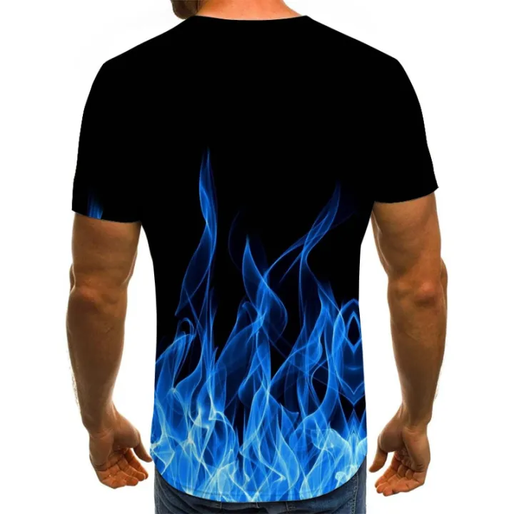 flame%20men's%20T-shirt%20summer%20fashion%20short-sleeved%203D%20round%20neck%20tops%20smoke%20element%20shirt%20trendy%20men's%20T-shirt%20-%20Image%204