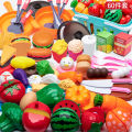 Children's kitchen, toys, playhouse, girl's shopping cart, vegetable chopping, watching baby, chopping fruit, boy combo. 