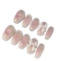 Cute Pink Sweet Princess Removable Handmade Wear Nail Art Y2K Vitality Girl Short Nails Blush Bow Nail Patch. 
