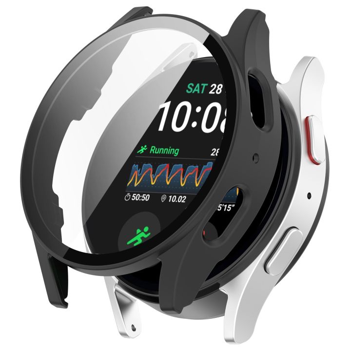 PC+Tempered Film Integrated Waterproof Watch Protective Case For Samsung Galaxy Watch 7 44mm
