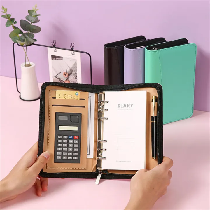 Loose%20Leaf%20Zipper%20Bag%20Diary%20Binder%20Notebook%20Journal%20with%20Calculator%20A6%20Notepad%20Office%20Agenda%20Planner%20Sketchbook%20Ring%20Zipper%20Book%20A6%20Business%20PU%20Leather%20Folder%20Cover%20-%20Image%208