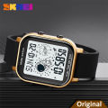 SKMEI 1971 New Men Sport Digital Fashion Watch Dual Display Alarm EL Light Count Down Watches Textured Shell 50M Waterproof Watch for Men.